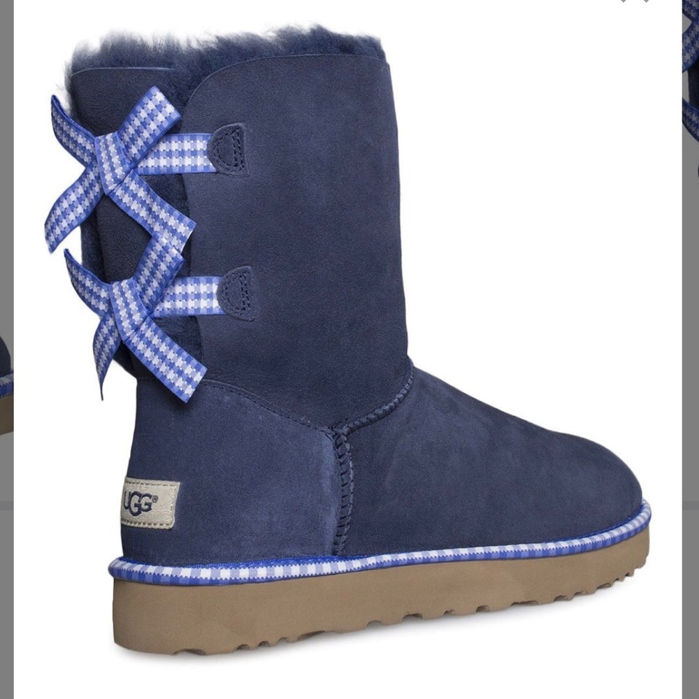 ❤️SOLD❤️Ugg Bailey Bow Gingham Suede Boot — NIB!